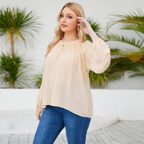 Blusa Chiffon - LUV Mulher - IV051 - Blusa Chiffon - Bege - XG -