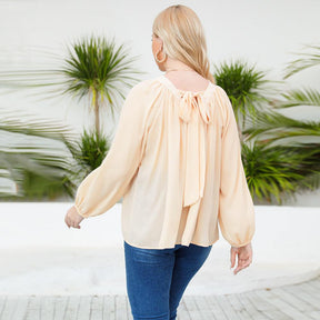 Blusa Chiffon - LUV Mulher - IV051 - Blusa Chiffon - Bege - XG -