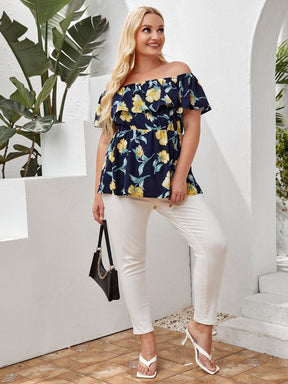 Blusa Drape - LUV Mulher - IV055 - Blusa Drape - Floral - XG -