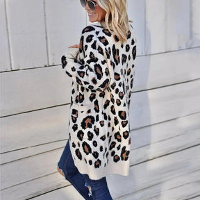 Cardigan Leopard - LUV Mulher - IV006 - Cardigan Leopard - Branco - P -