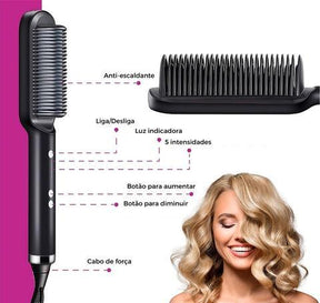 Escova Alisadora Perfect Hair - Cabelos Lisos em Menos de 7 Minutos - LUV Mulher - CB001 - Escova Alisadora Perfect Hair - Cabelos Lisos em Menos de 7 Minutos - Preta - -