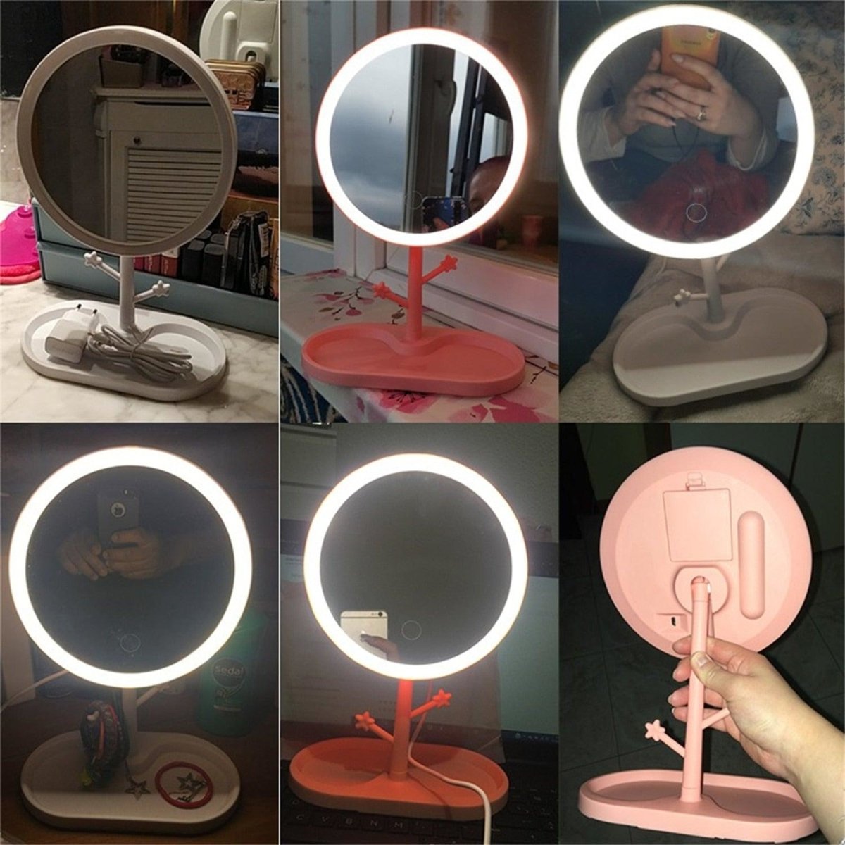 Espelho Smart Makeup LED Recarregável - LUV Mulher - MQ017 - Espelho Smart Makeup LED Recarregável - -