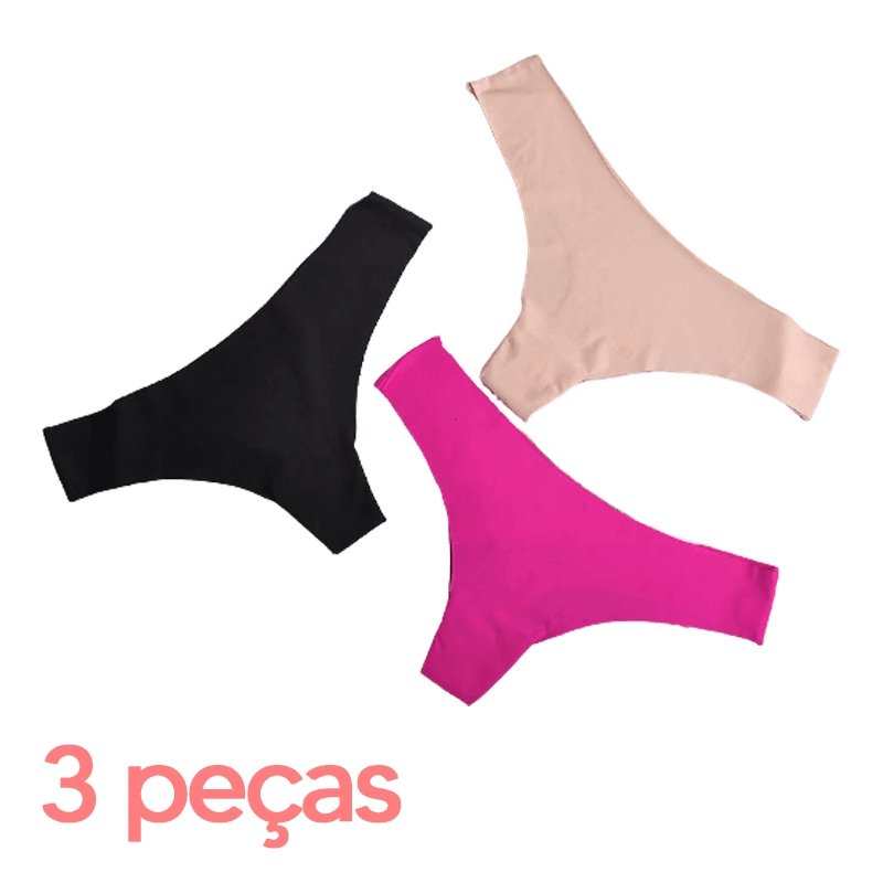 Kit 3 Calcinhas SuperComfort Sem Costura - LUV Mulher - CC002 - Kit 3 Calcinhas SuperComfort Sem Costura - Kit 1 - M -