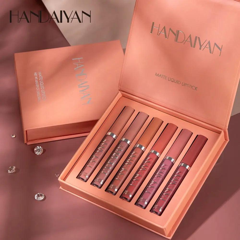 Kit 6 Batons Beauty Lip Handaiyan - 16h De Duração - LUV Mulher - MQ014 - Batom Beauty Lip - Cores Intensas - -