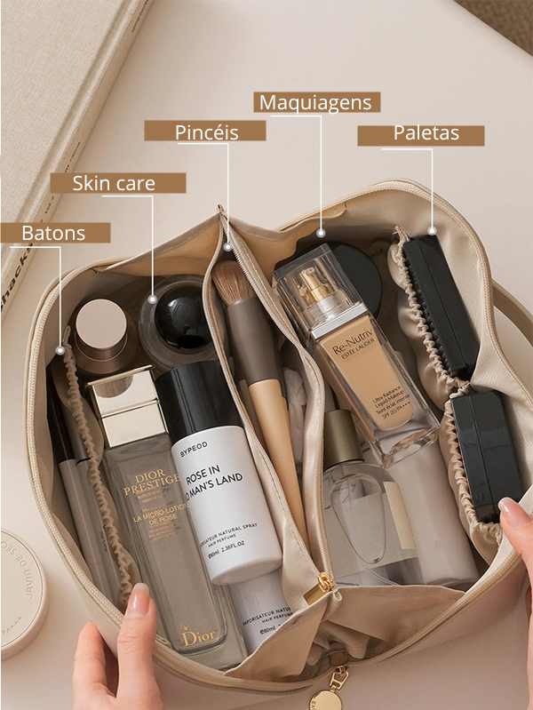 Cosmetic Bag - Bolsa em Couro Organizadora de Skin Care e Maquiagens
