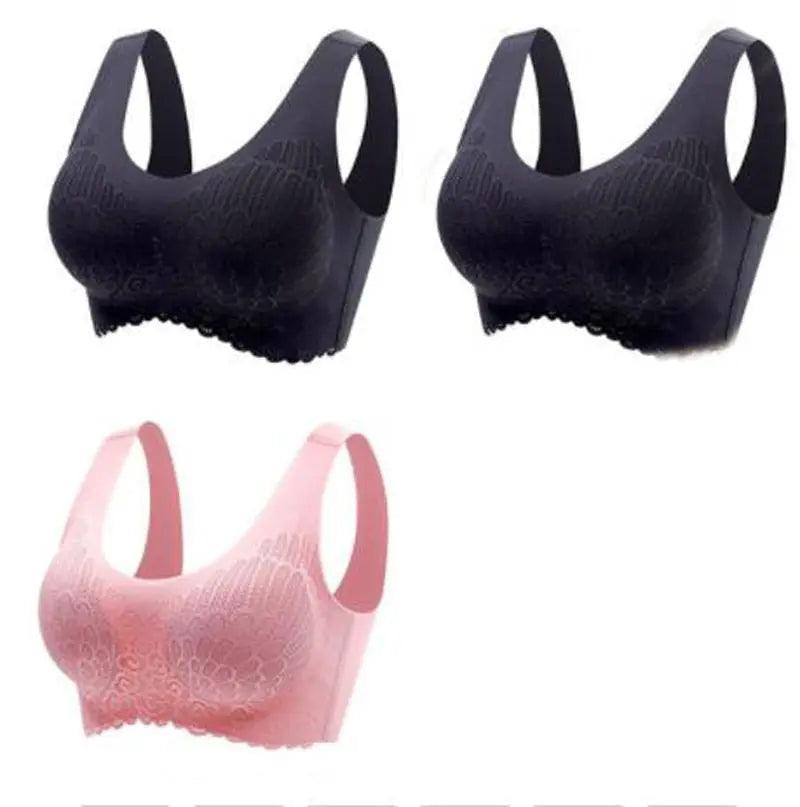 Sutiã Comfort 5D - Compre 2 leve 3!! - LUV Mulher - ST005 - Sutiã Comfort 5D - Compre 2 leve 3!! - Preto+Preto+Rosa - P -