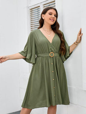 Vestido Boho - LUV Mulher - VD024 - Vestido Boho - Verde Militar - XG -